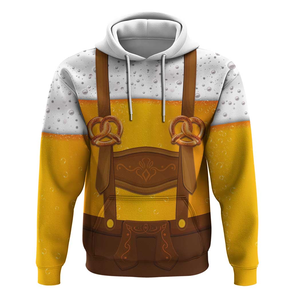 Traditional German Costume - Lederhosen and Soft Pretzel Hoodie Oktoberfest Beer Head Funny Style LT03