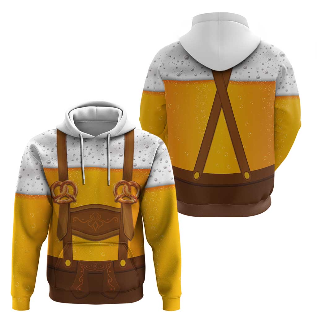 Traditional German Costume - Lederhosen and Soft Pretzel Hoodie Oktoberfest Beer Head Funny Style LT03