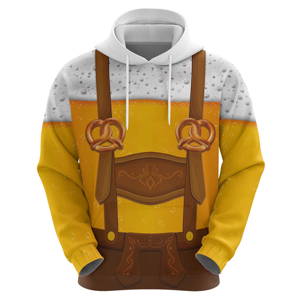 Traditional German Costume - Lederhosen and Soft Pretzel Hoodie Oktoberfest Beer Head Funny Style LT03