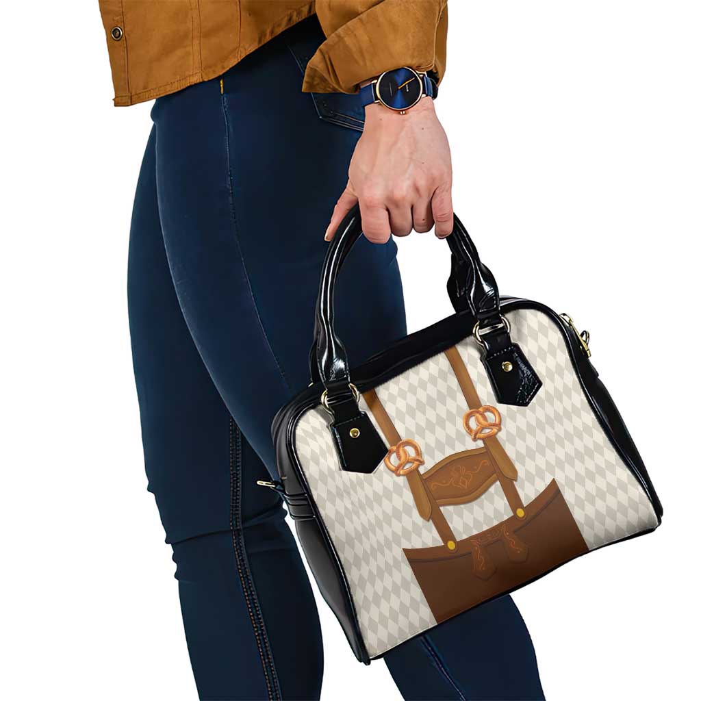 Traditional German Costume - Lederhosen and Soft Pretzel Shoulder Handbag Old Vintage Bavarian Pattern LT03