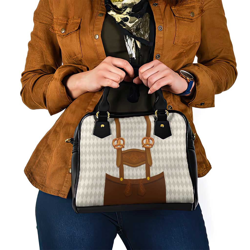 Traditional German Costume - Lederhosen and Soft Pretzel Shoulder Handbag Old Vintage Bavarian Pattern LT03