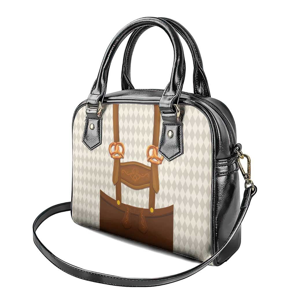 Traditional German Costume - Lederhosen and Soft Pretzel Shoulder Handbag Old Vintage Bavarian Pattern LT03
