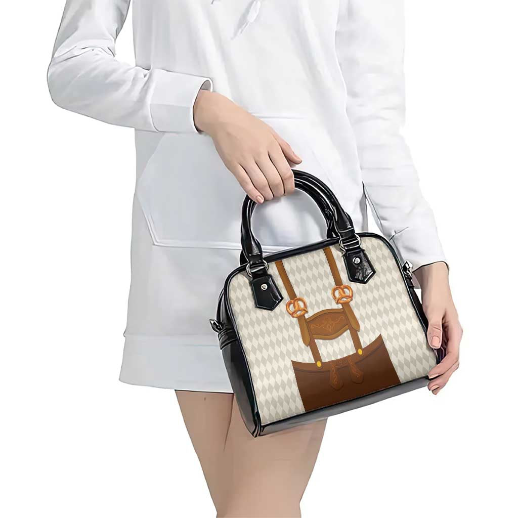 Traditional German Costume - Lederhosen and Soft Pretzel Shoulder Handbag Old Vintage Bavarian Pattern LT03