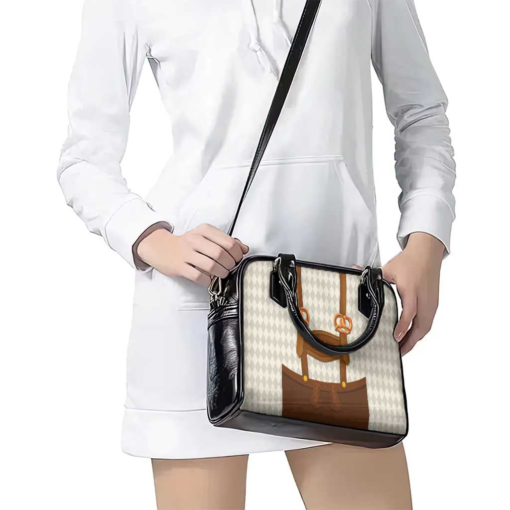 Traditional German Costume - Lederhosen and Soft Pretzel Shoulder Handbag Old Vintage Bavarian Pattern LT03