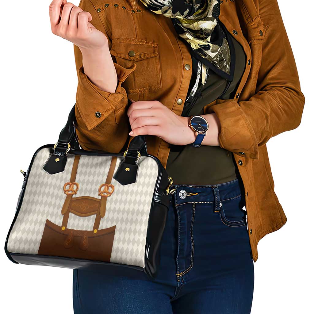 Traditional German Costume - Lederhosen and Soft Pretzel Shoulder Handbag Old Vintage Bavarian Pattern LT03