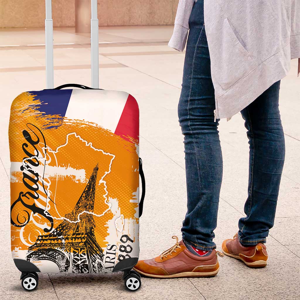 Bastille Day Luggage Cover France Typography Art Grunge Style LT03