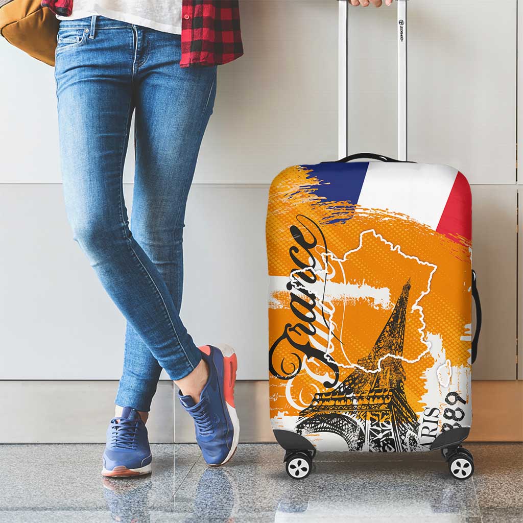 Bastille Day Luggage Cover France Typography Art Grunge Style LT03
