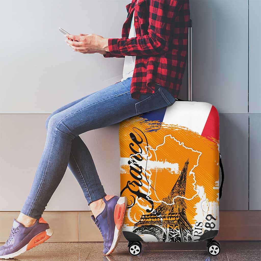 Bastille Day Luggage Cover France Typography Art Grunge Style LT03