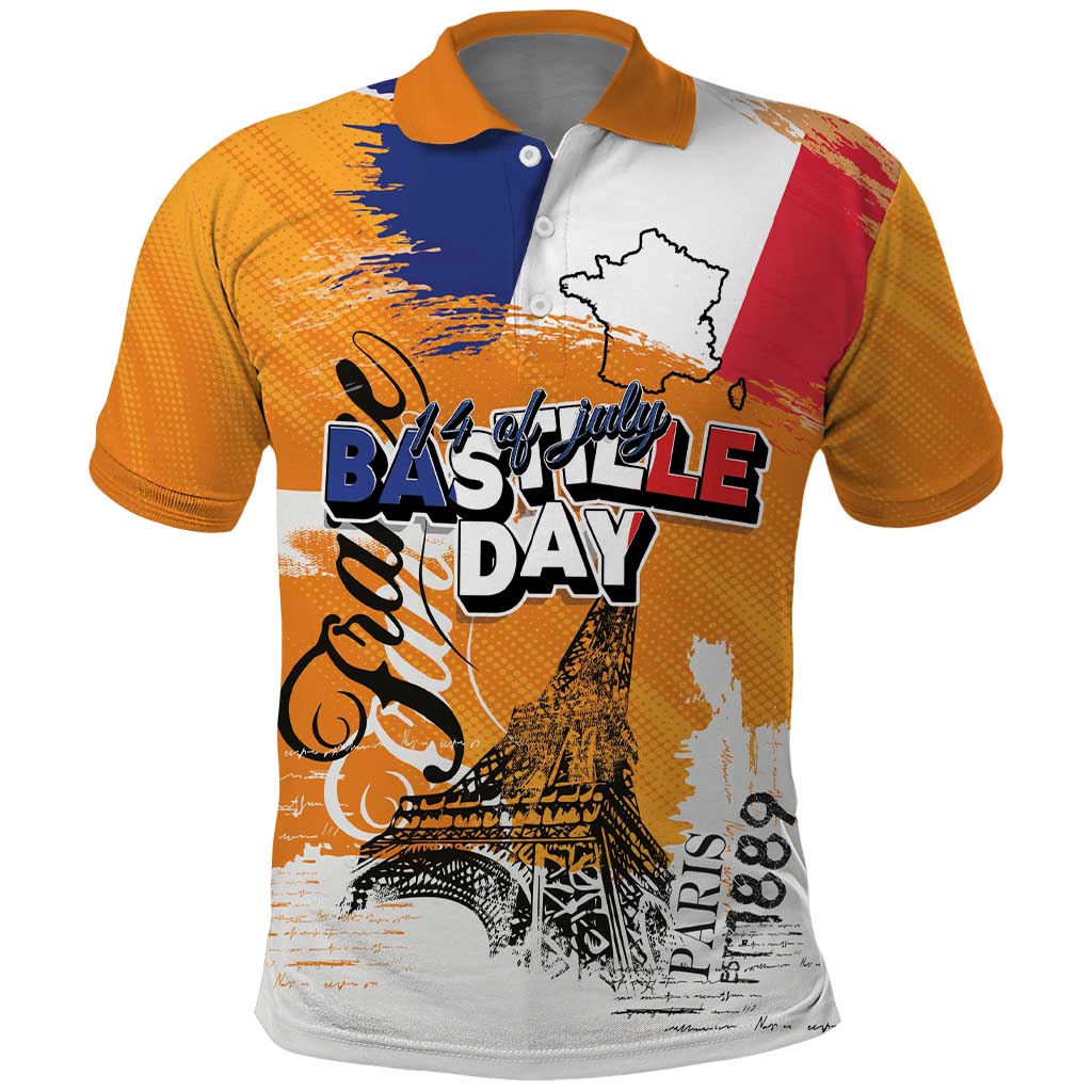 Bastille Day Polo Shirt France Typography Art Grunge Style LT03