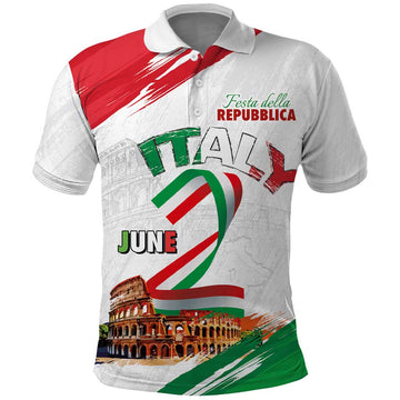 Italian National Day Polo Shirt Festa della Repubblica-The Colosseum Grunge Style LT03