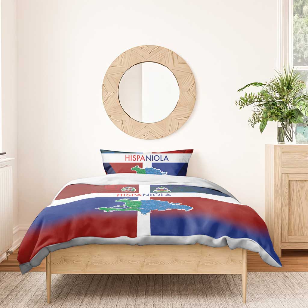 Hispaniola Bedding Set Haiti and Dominican Republic Emblems and Flag Style LT03