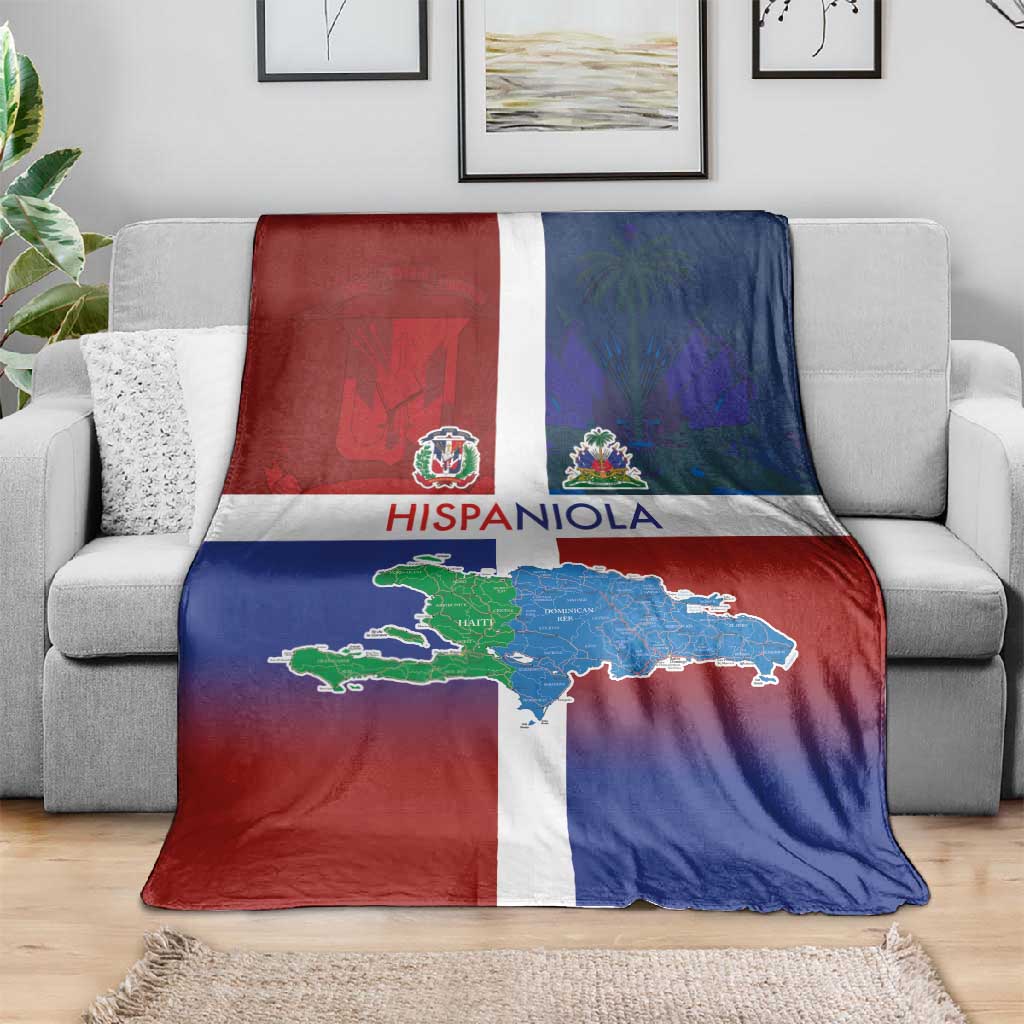 Hispaniola Blanket Haiti and Dominican Republic Emblems and Flag Style LT03