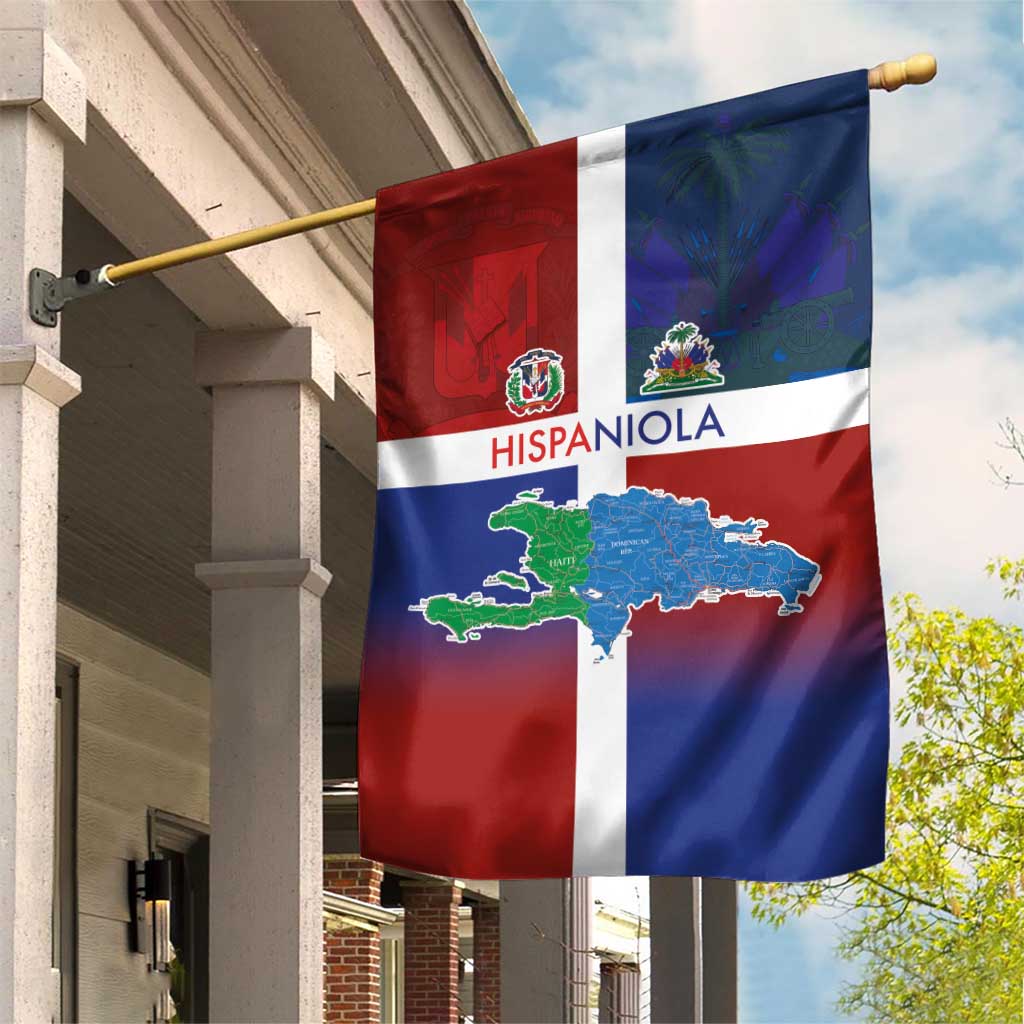 Hispaniola Garden Flag Haiti and Dominican Republic Emblems and Flag Style LT03