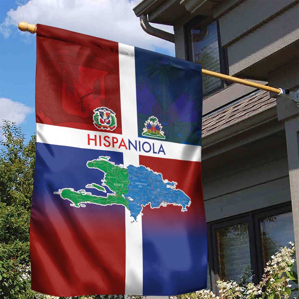 Hispaniola Garden Flag Haiti and Dominican Republic Emblems and Flag Style LT03