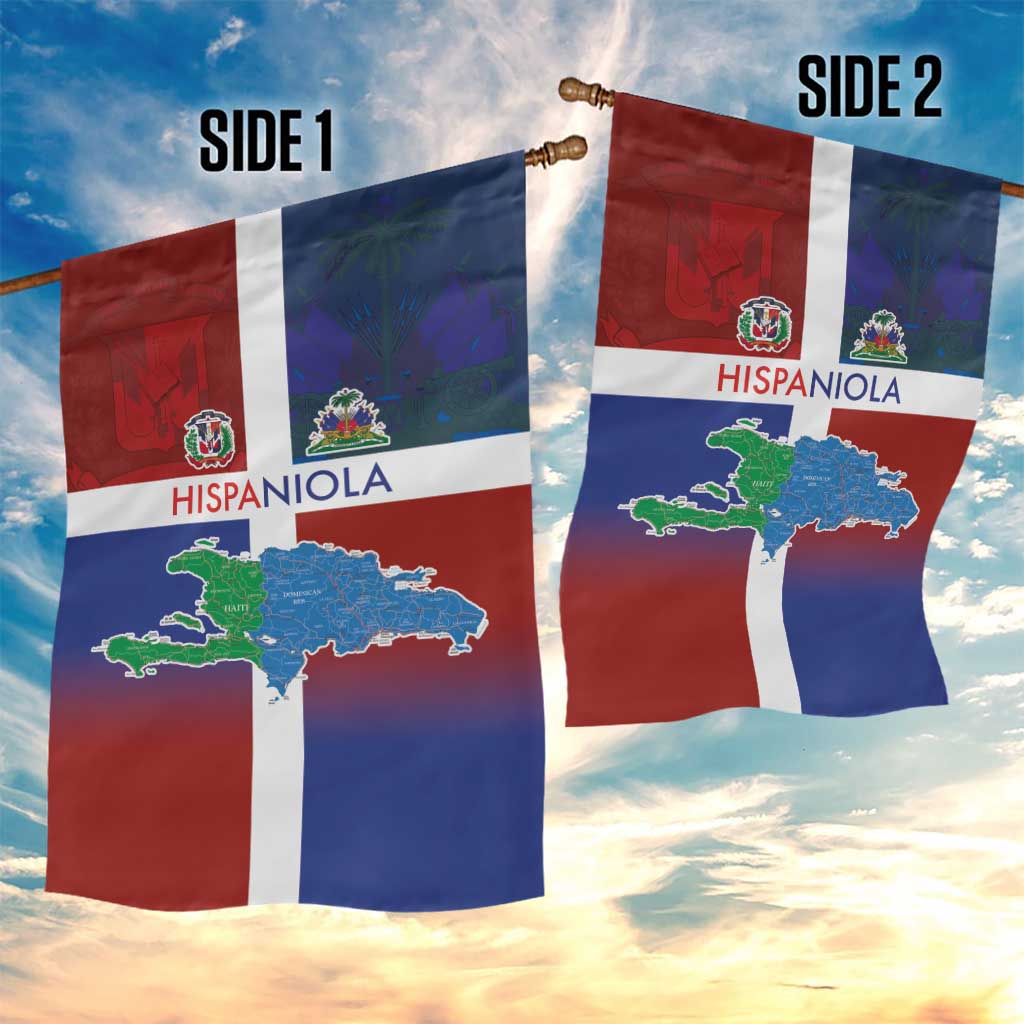 Hispaniola Garden Flag Haiti and Dominican Republic Emblems and Flag Style LT03