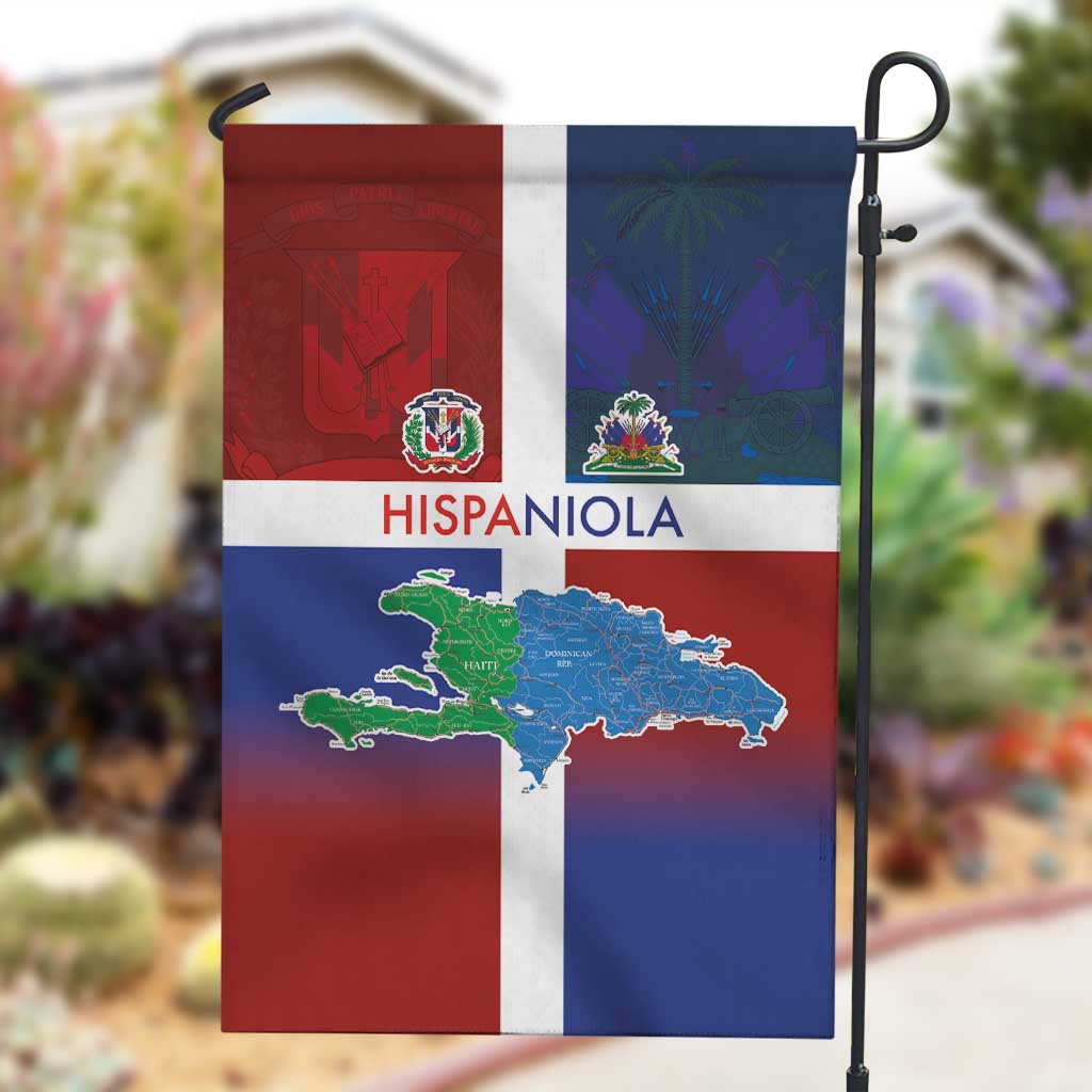Hispaniola Garden Flag Haiti and Dominican Republic Emblems and Flag Style LT03