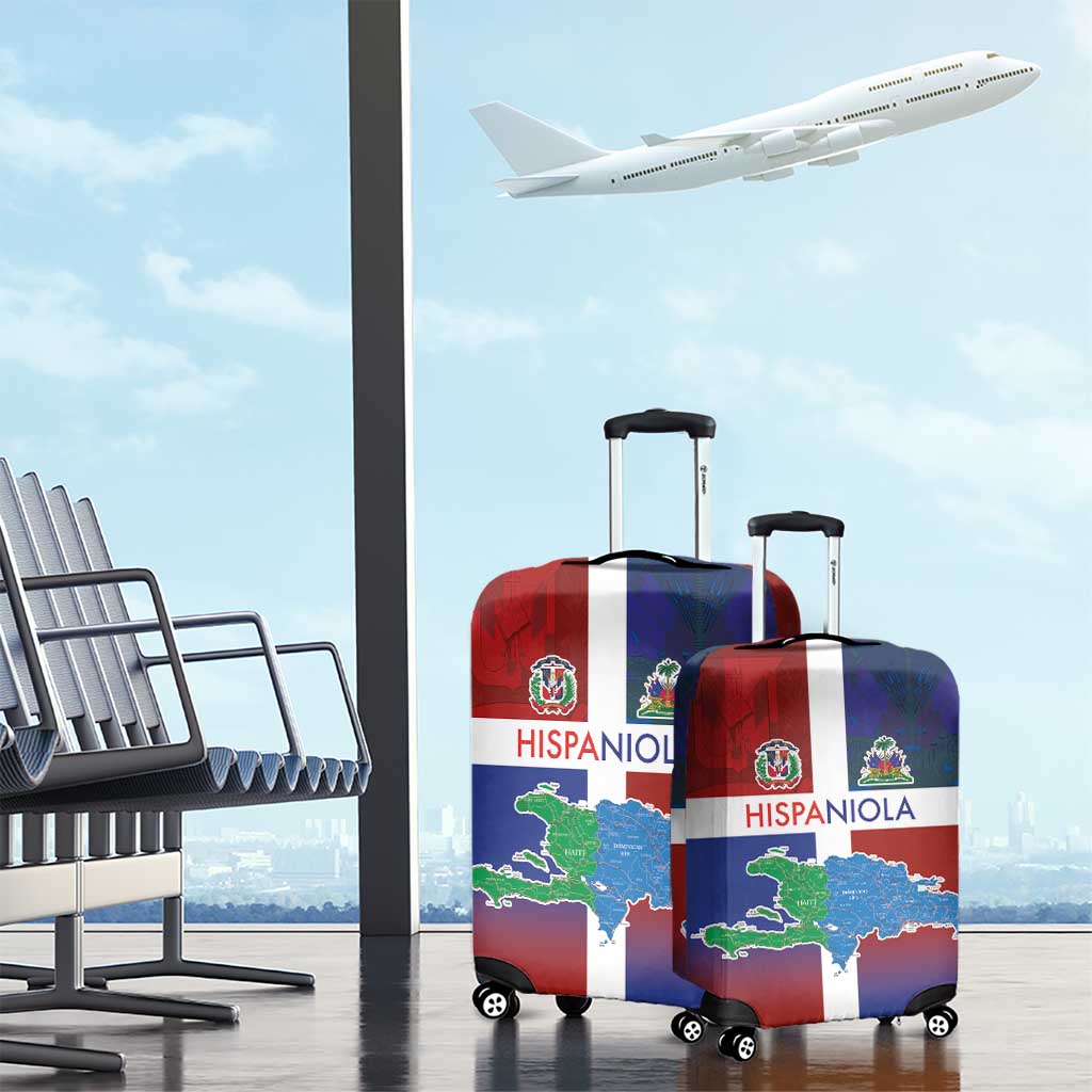 Haiti and Dominican Republic Luggage Cover Hispaniola with Emblems and Flag Style LT03