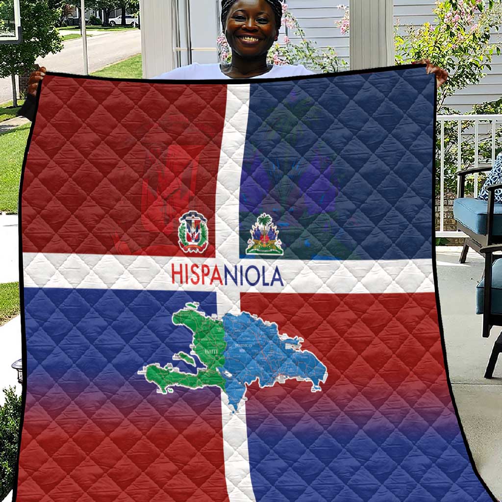 Hispaniola Quilt Haiti and Dominican Republic Emblems and Flag Style LT03