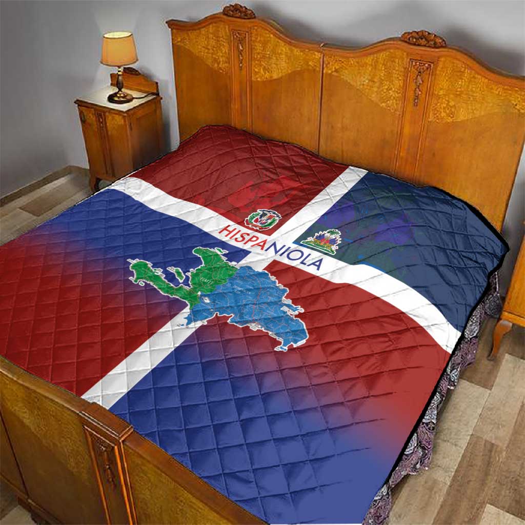 Hispaniola Quilt Haiti and Dominican Republic Emblems and Flag Style LT03
