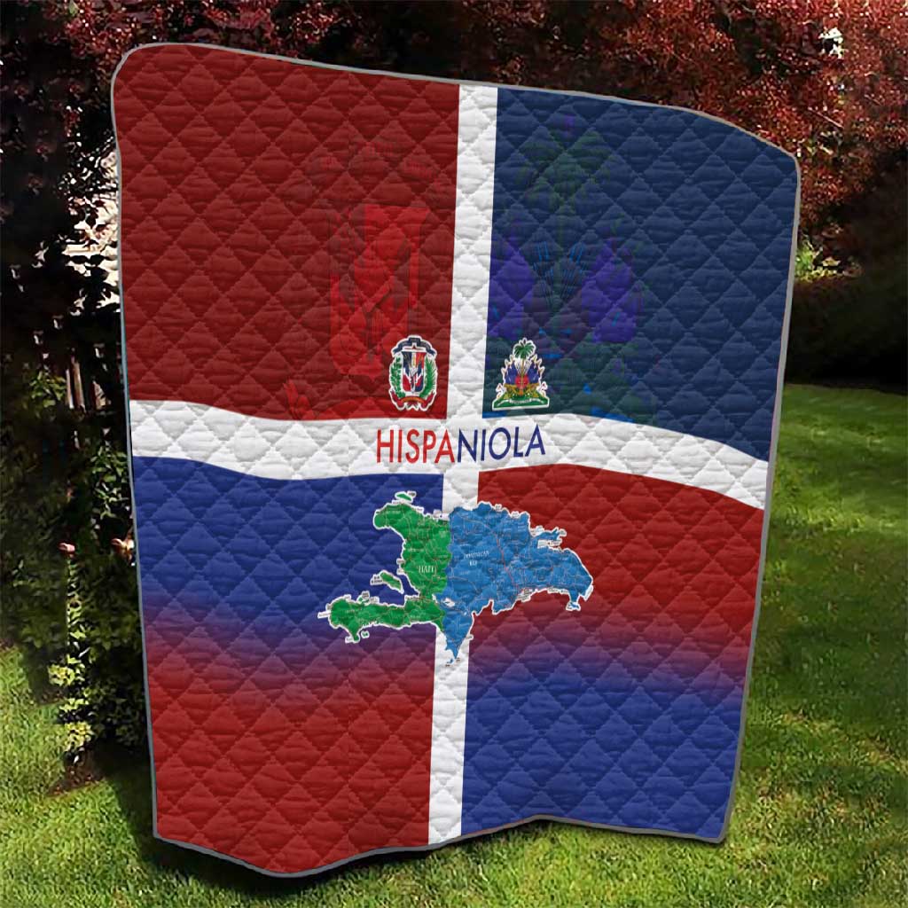 Hispaniola Quilt Haiti and Dominican Republic Emblems and Flag Style LT03