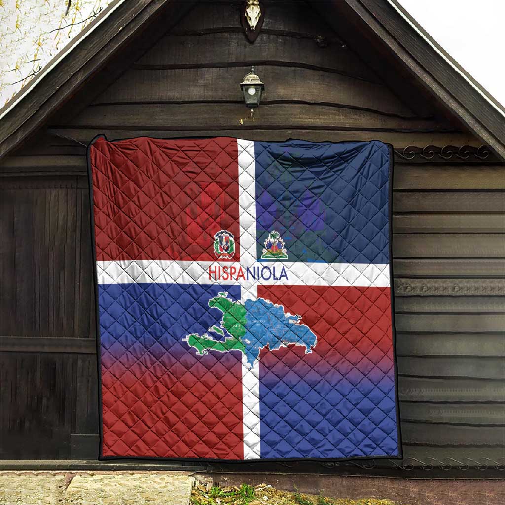 Hispaniola Quilt Haiti and Dominican Republic Emblems and Flag Style LT03