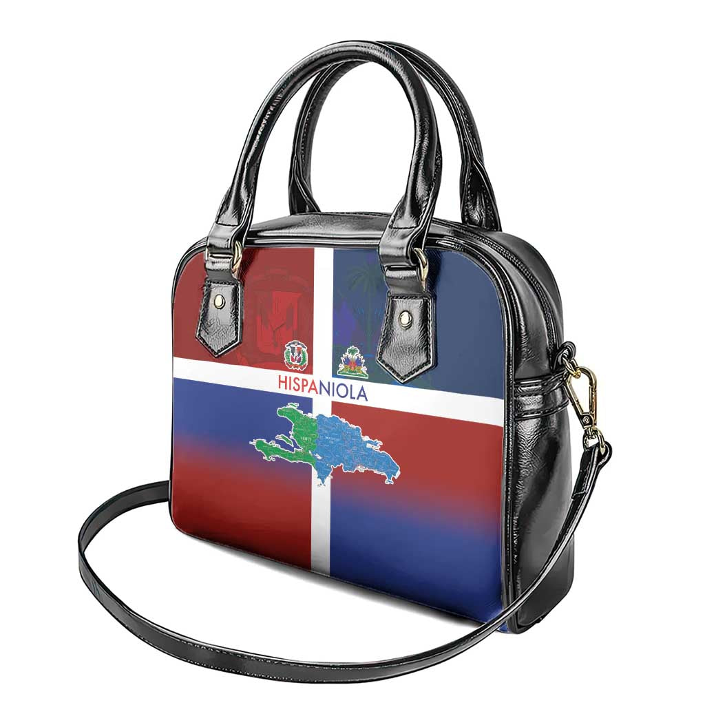 Haiti and Dominican Republic Shoulder Handbag Hispaniola with Emblems and Flag Style LT03