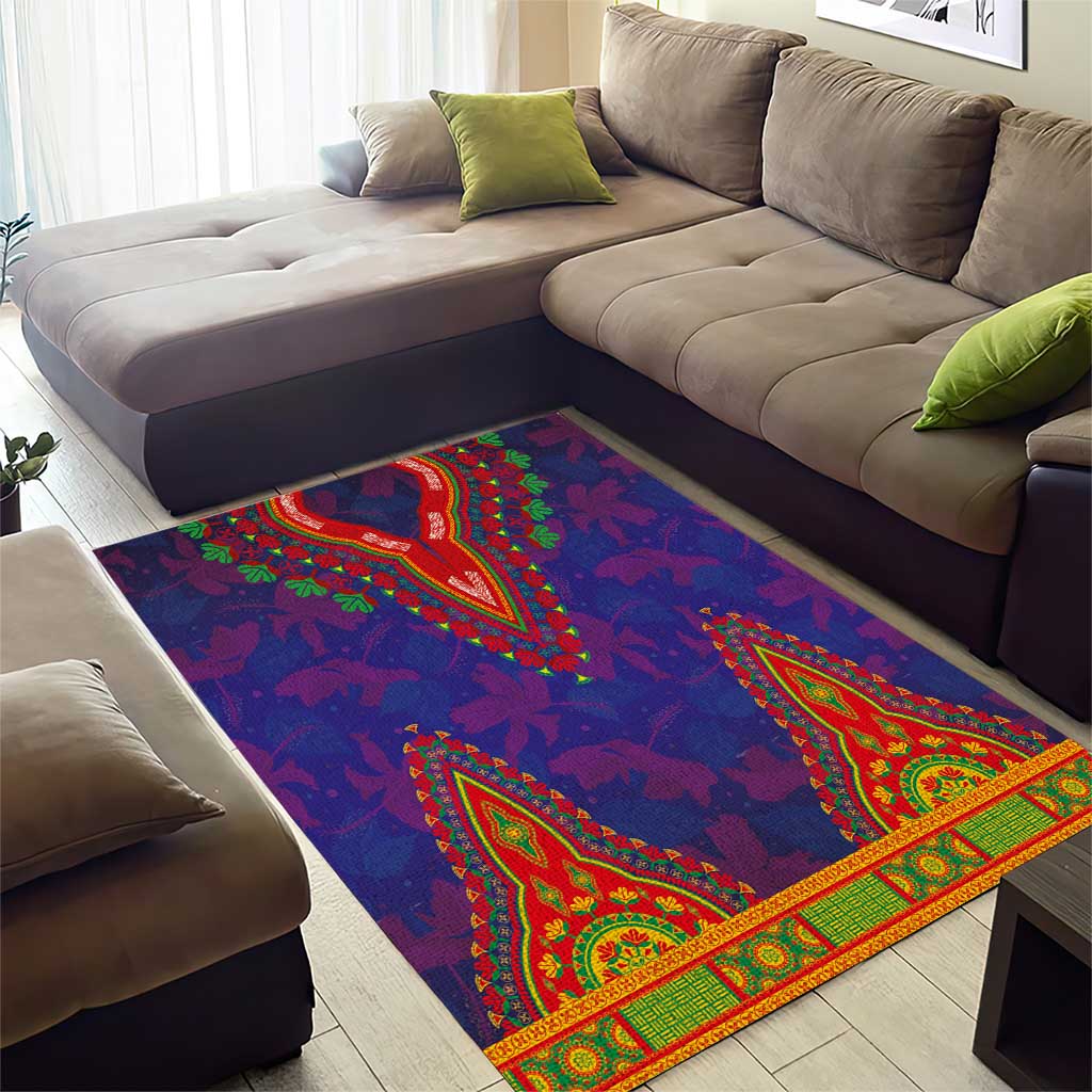 Haiti Area Rug Choeblack Dashiki Style Blue Color LT03