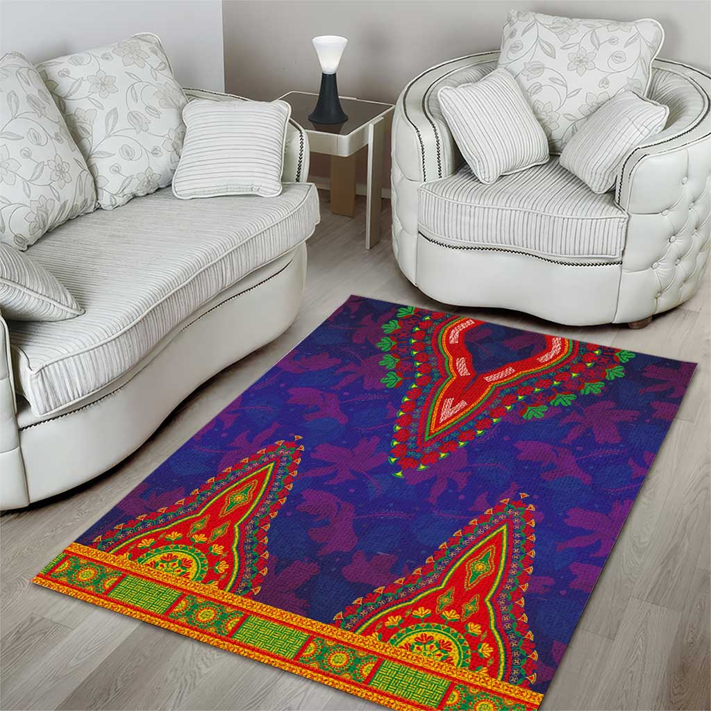 Haiti Area Rug Choeblack Dashiki Style Blue Color LT03