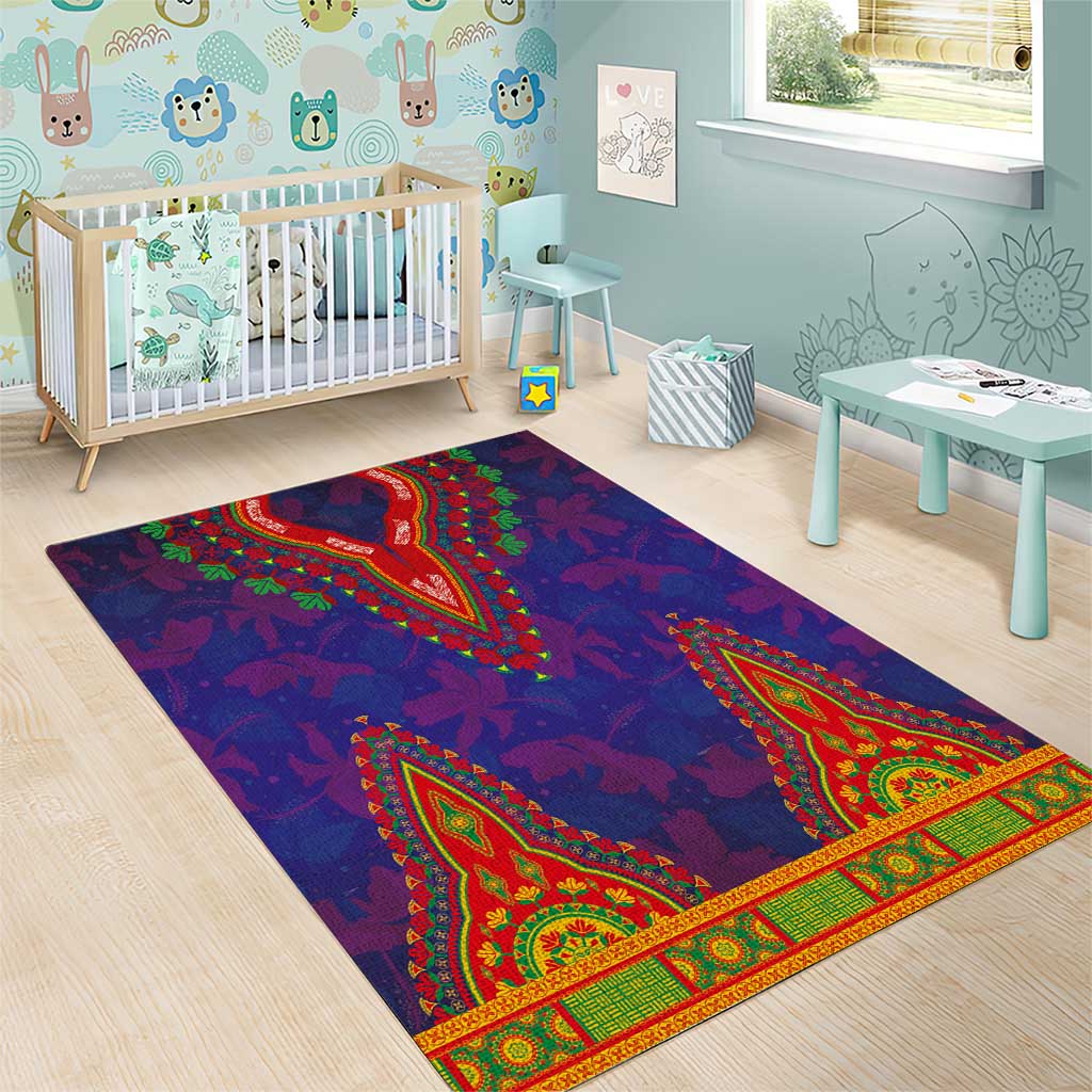 Haiti Area Rug Choeblack Dashiki Style Blue Color LT03