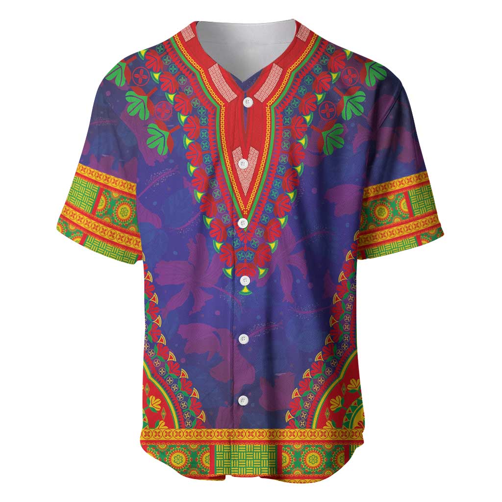 Haiti Baseball Jersey Choeblack Dashiki Style Blue Color LT03