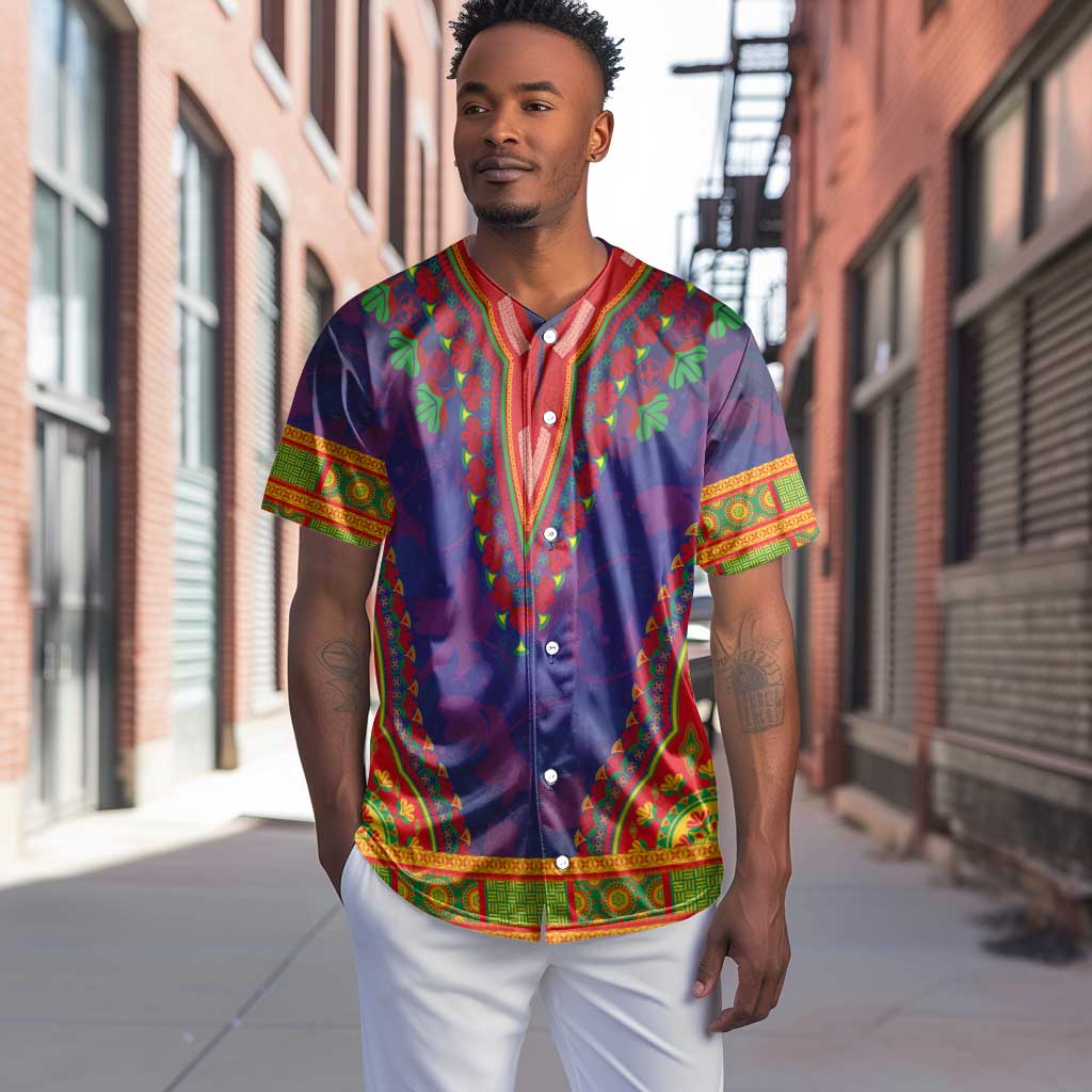 Haiti Baseball Jersey Choeblack Dashiki Style Blue Color LT03