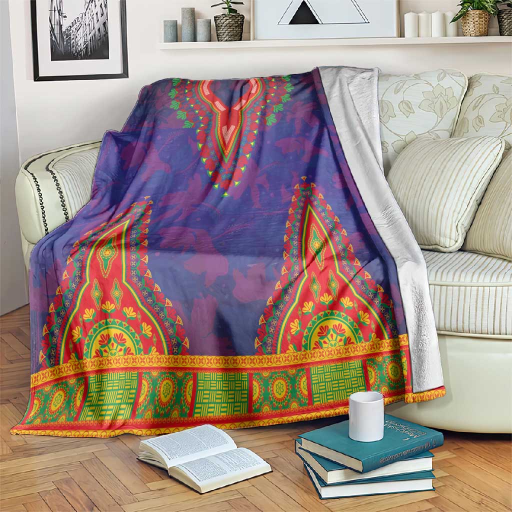 Haiti Blanket Choeblack Dashiki Style Blue Color LT03