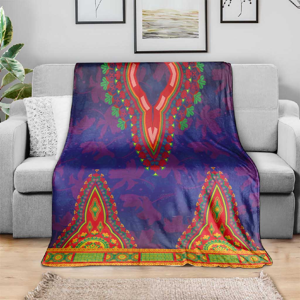Haiti Blanket Choeblack Dashiki Style Blue Color LT03