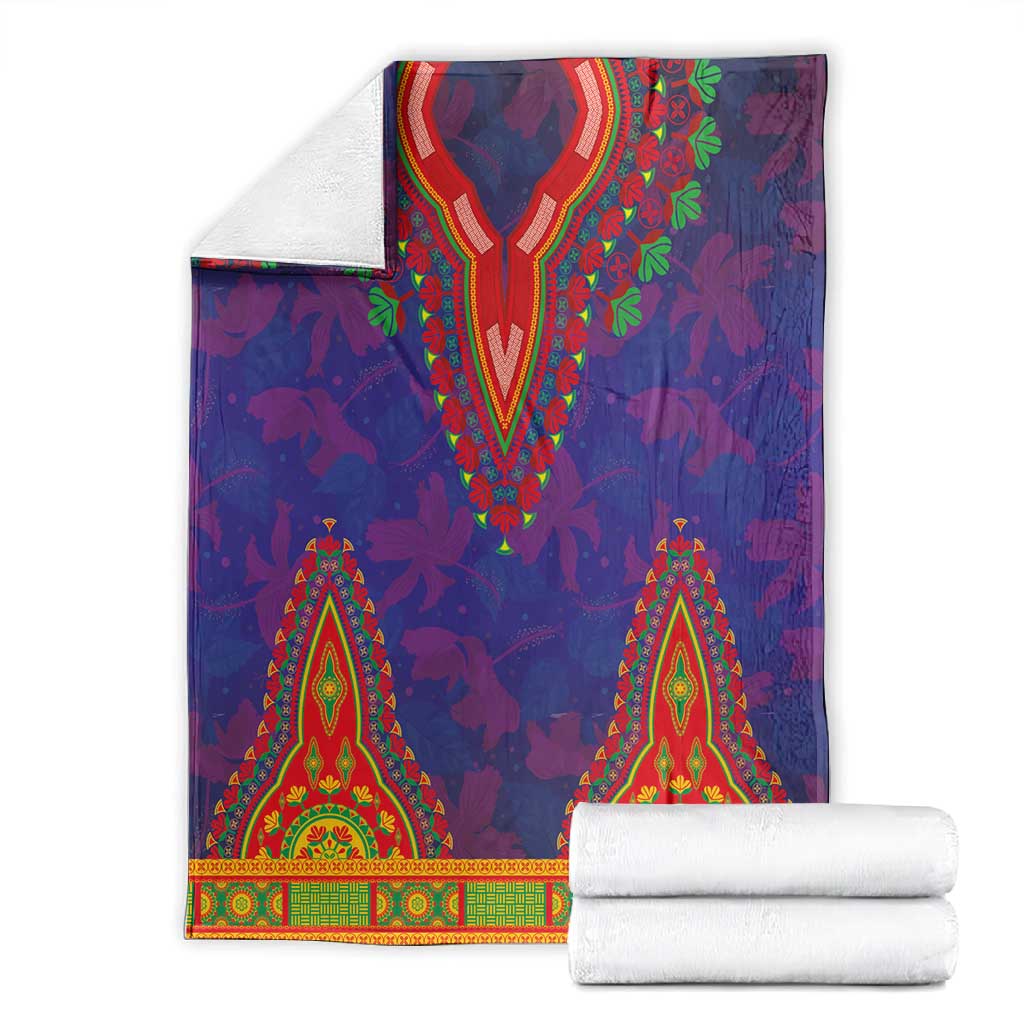 Haiti Blanket Choeblack Dashiki Style Blue Color LT03