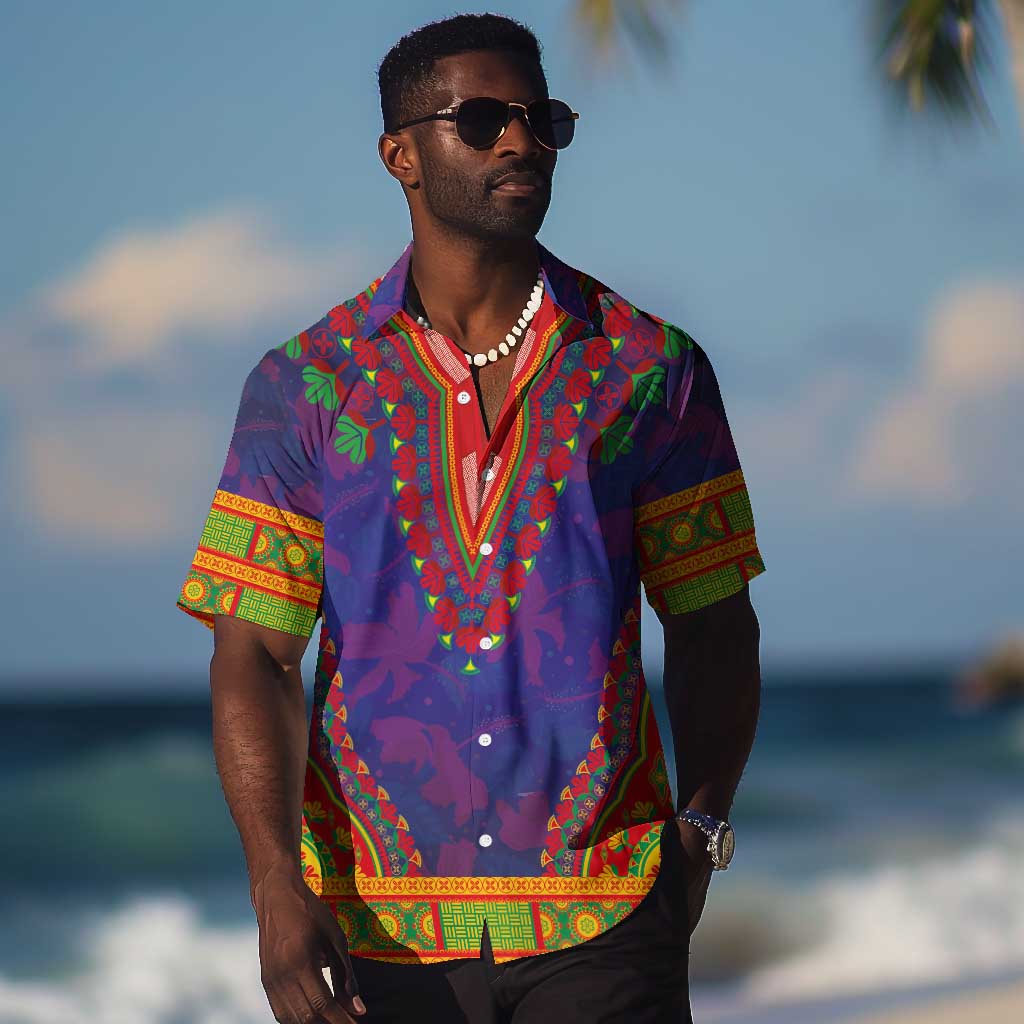 Haiti Hawaiian Shirt Choeblack Dashiki Style Blue Color LT03