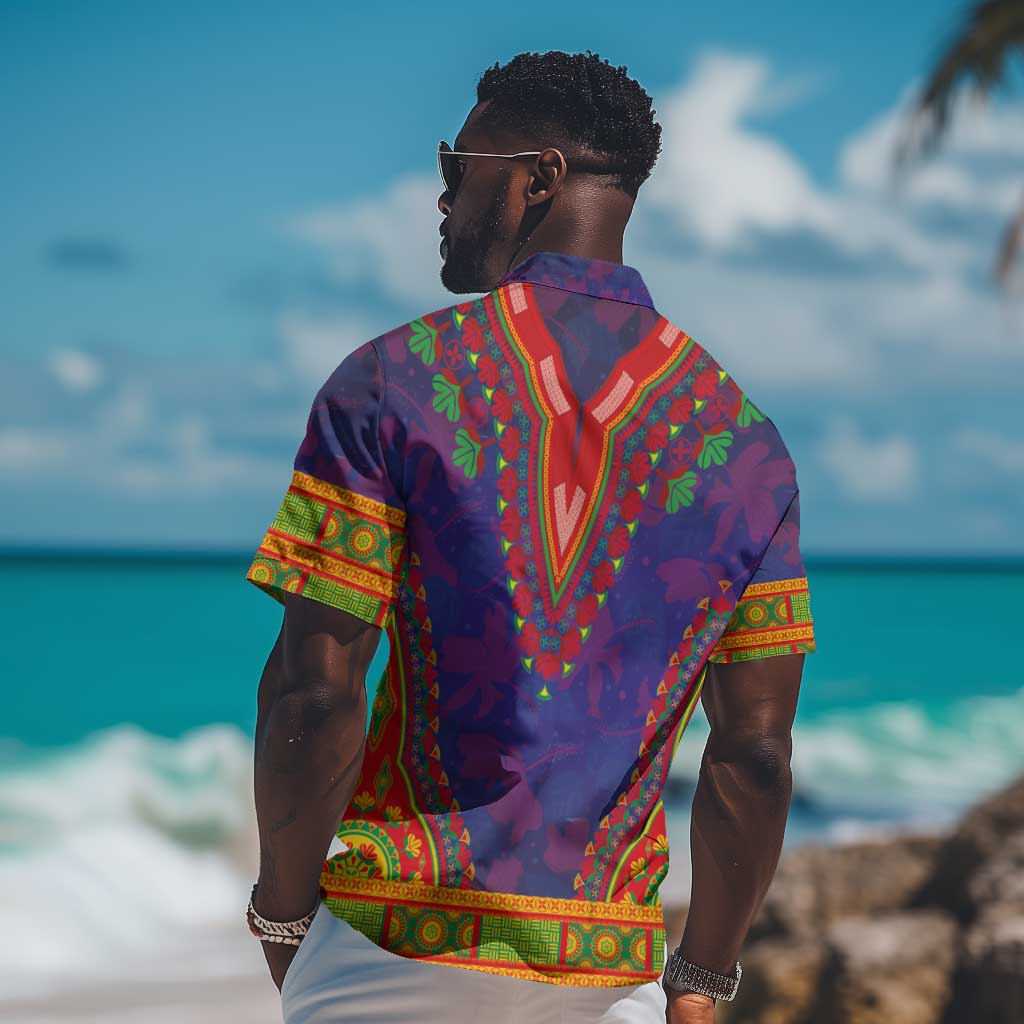 Haiti Hawaiian Shirt Choeblack Dashiki Style Blue Color LT03