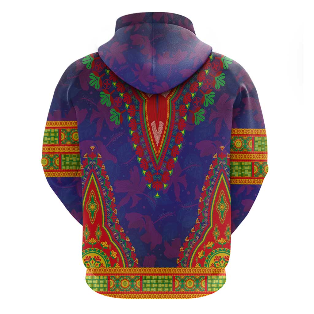 Haiti Choeblack Dashiki Style Hoodie Blue Color LT03