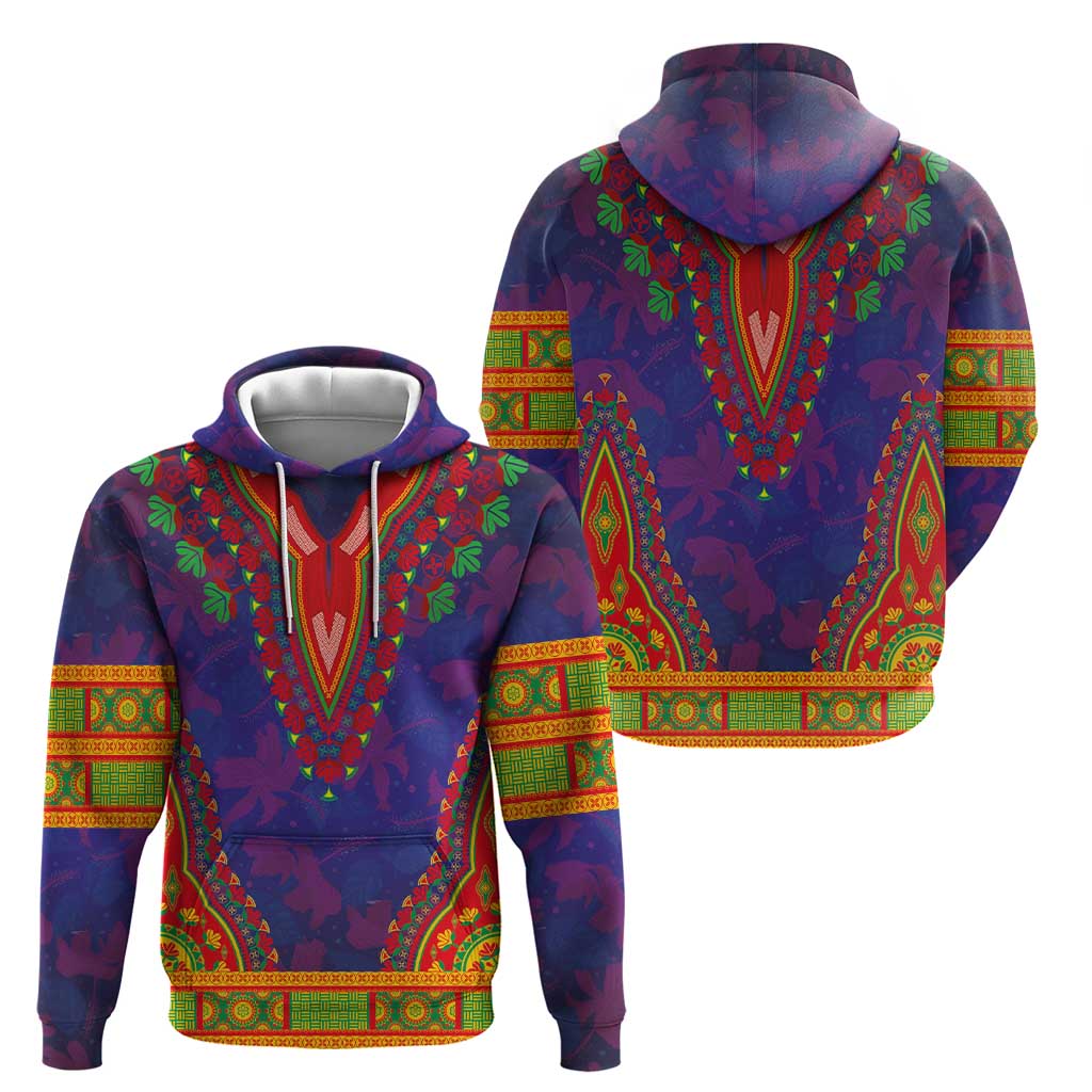 Haiti Choeblack Dashiki Style Hoodie Blue Color LT03