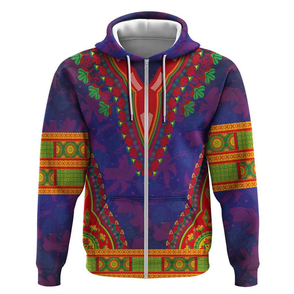 Haiti Choeblack Dashiki Style Hoodie Blue Color LT03