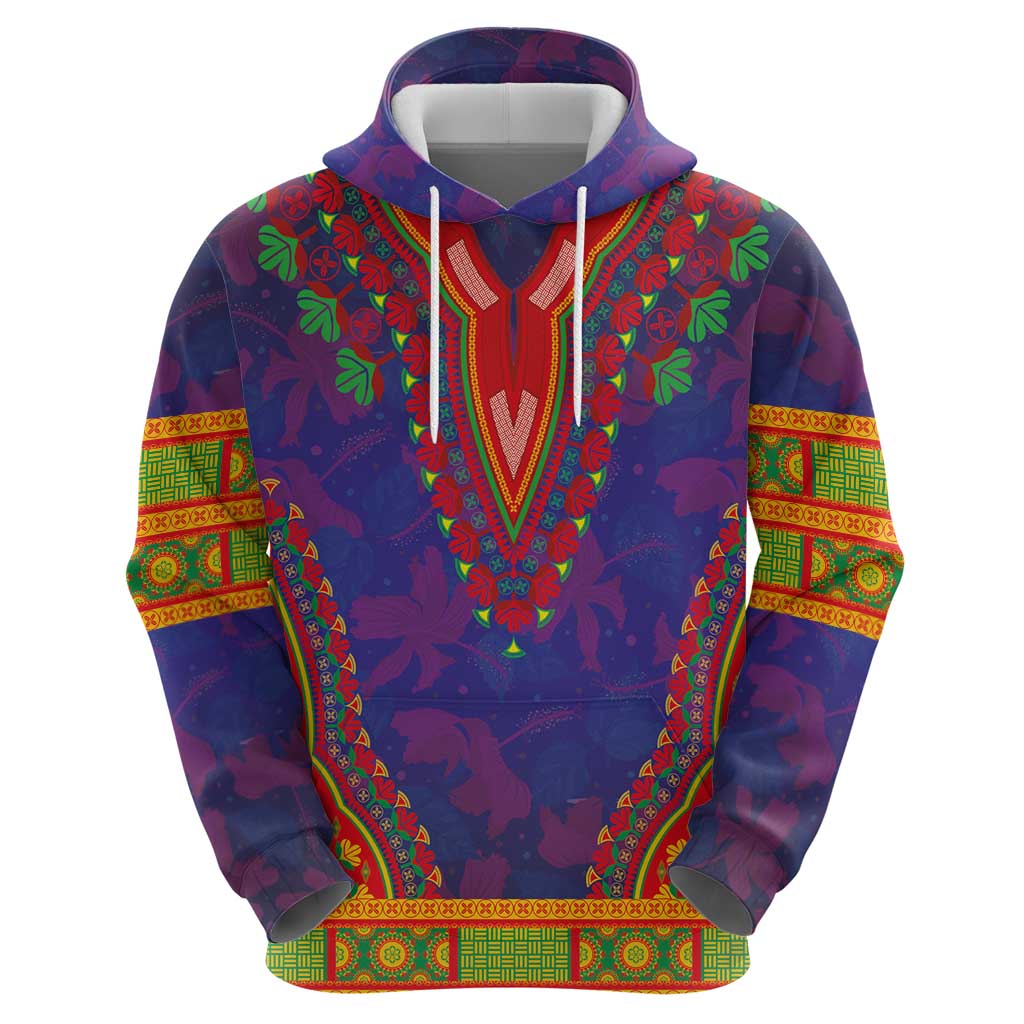 Haiti Choeblack Dashiki Style Hoodie Blue Color LT03