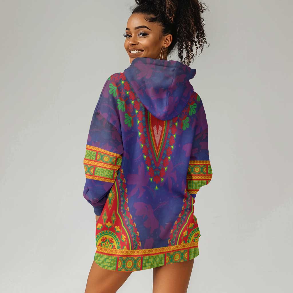 Haiti Hoodie Dress Choeblack Dashiki Style Blue Color LT03