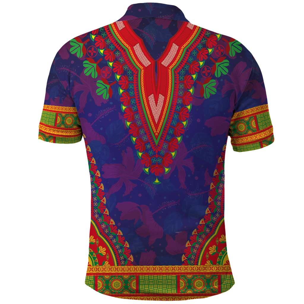 Haiti Choeblack Dashiki Style Polo Shirt Blue Color LT03