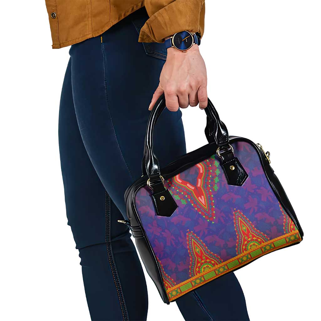 Haiti Choeblack Dashiki Style Shoulder Handbag Blue Color LT03