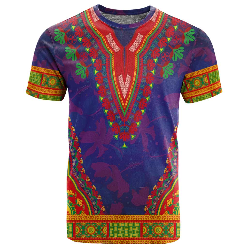 Haiti T shirt Choeblack Dashiki Style Blue Color LT03