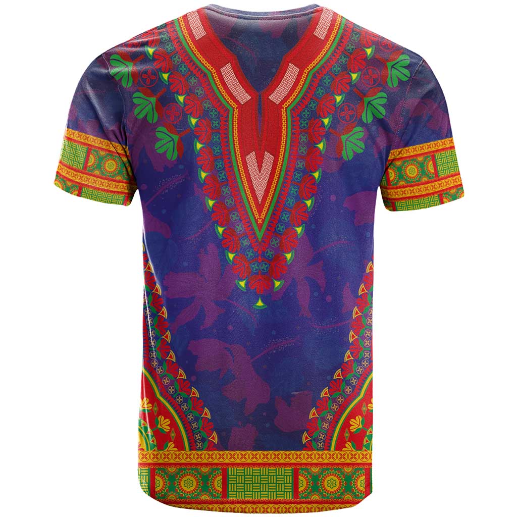 Haiti T shirt Choeblack Dashiki Style Blue Color LT03