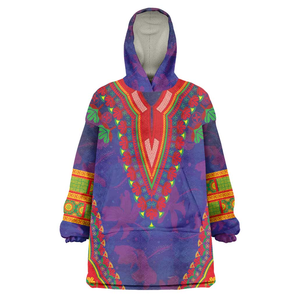 Haiti Wearable Blanket Hoodie Choeblack Dashiki Style Blue Color LT03