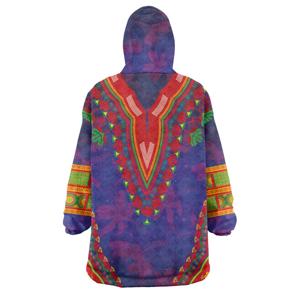 Haiti Wearable Blanket Hoodie Choeblack Dashiki Style Blue Color LT03