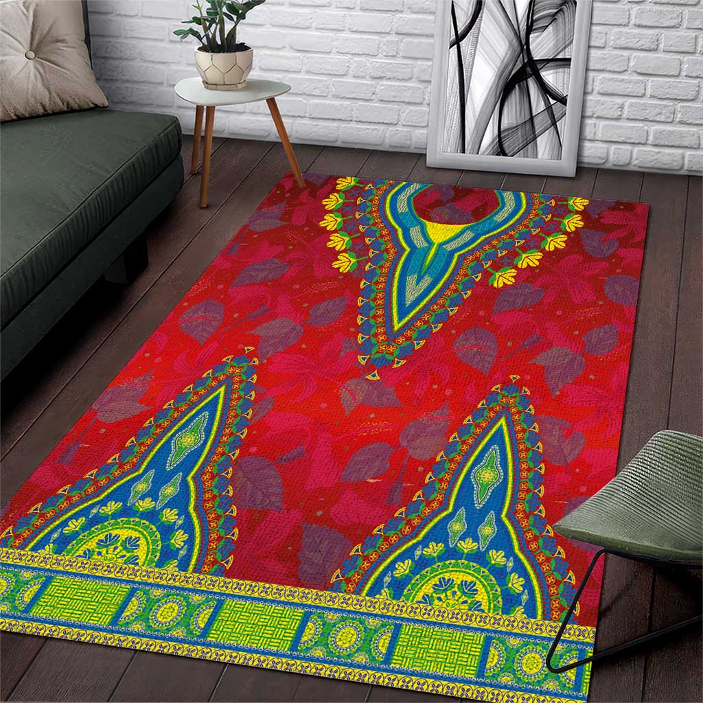 Haiti Area Rug Choeblack Dashiki Style Red Color LT03