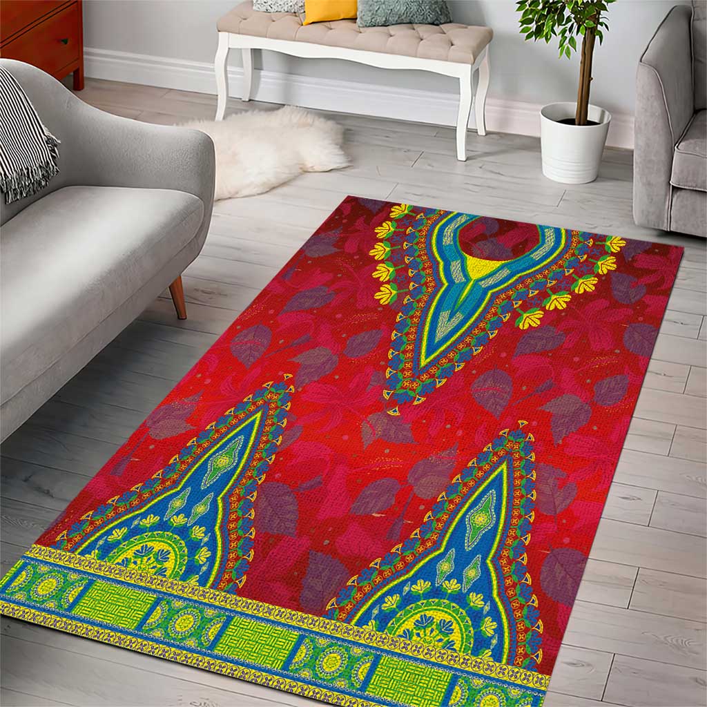 Haiti Area Rug Choeblack Dashiki Style Red Color LT03