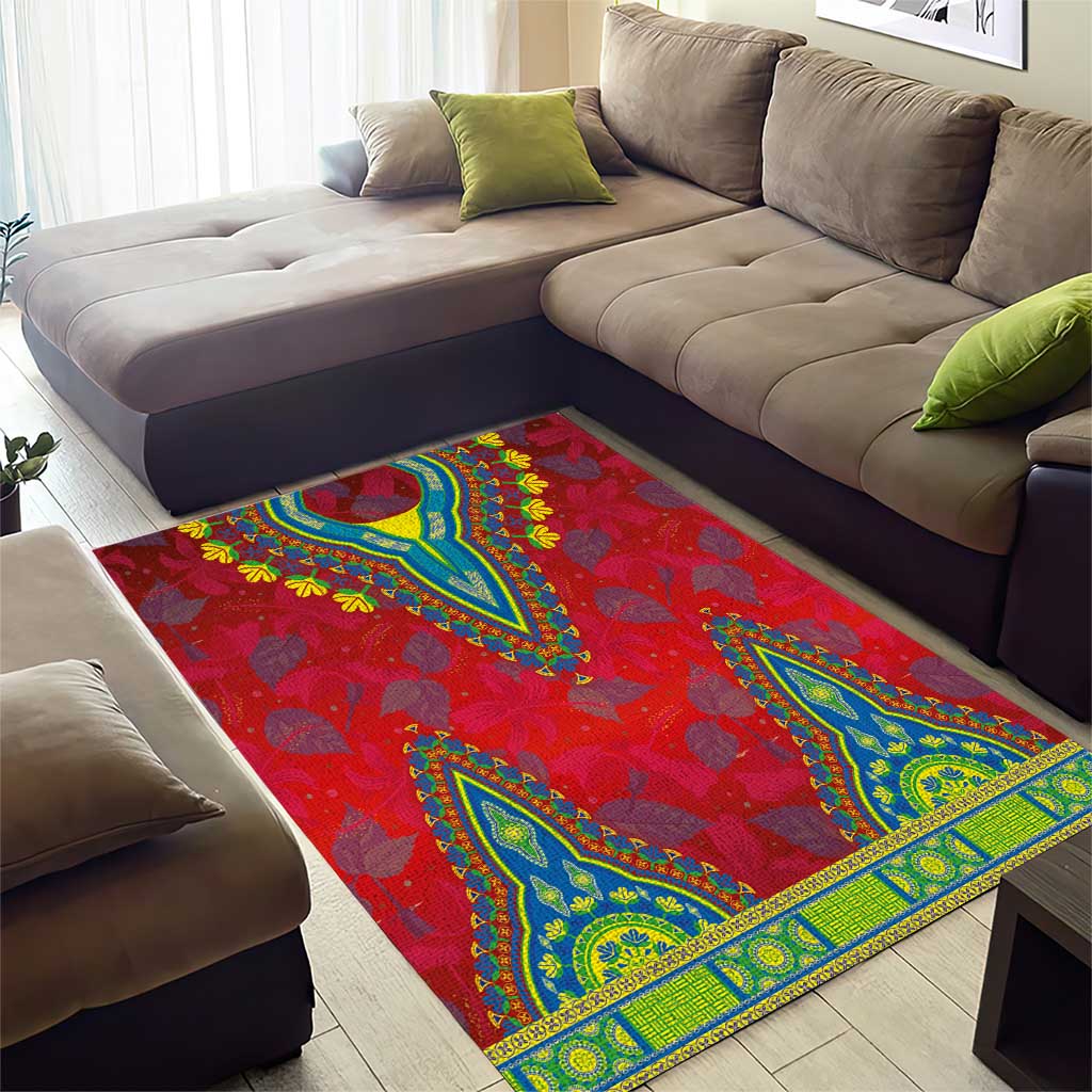 Haiti Area Rug Choeblack Dashiki Style Red Color LT03